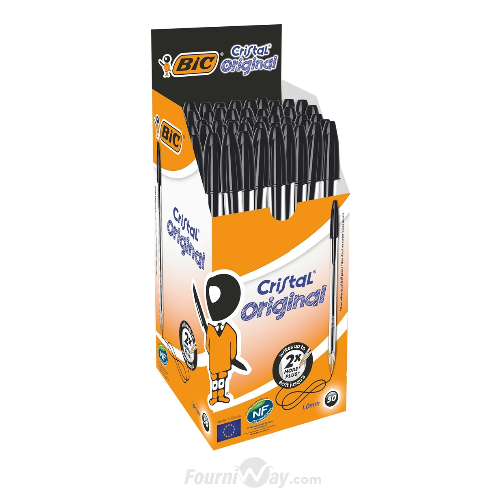 [070330129665] Boite 50 Stylo Bic Cristal Original NOIR