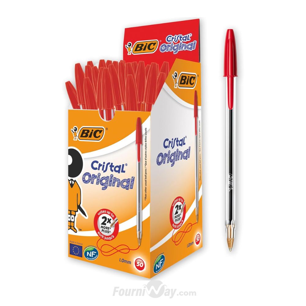 Boite 50 Stylo Bic Cristal Original ROUGE