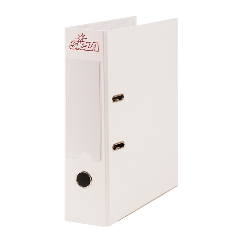 [AL-SI BLANC] Classeur A Levier Simili Cuir Blanc 32X28cm DOS 8cm