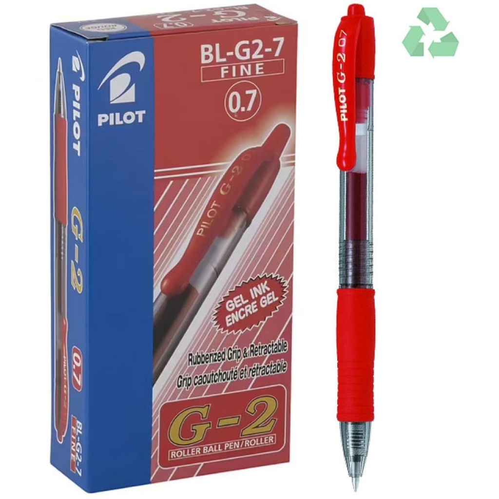 [4902505163203] Boite 12 Stylo Pilot G2 Roller encre gel 0.7mm ROUGE
