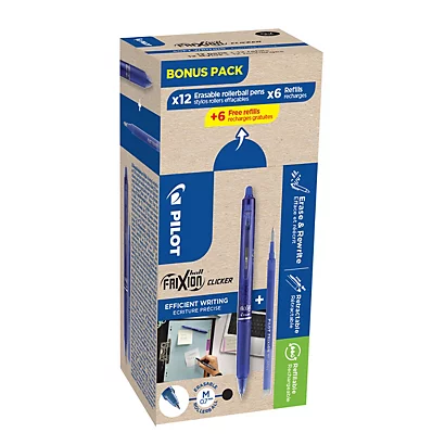 [4902505417580] Boite 12 Stylo Roller Effaçable Rétractable Frixion Pilot BLEU