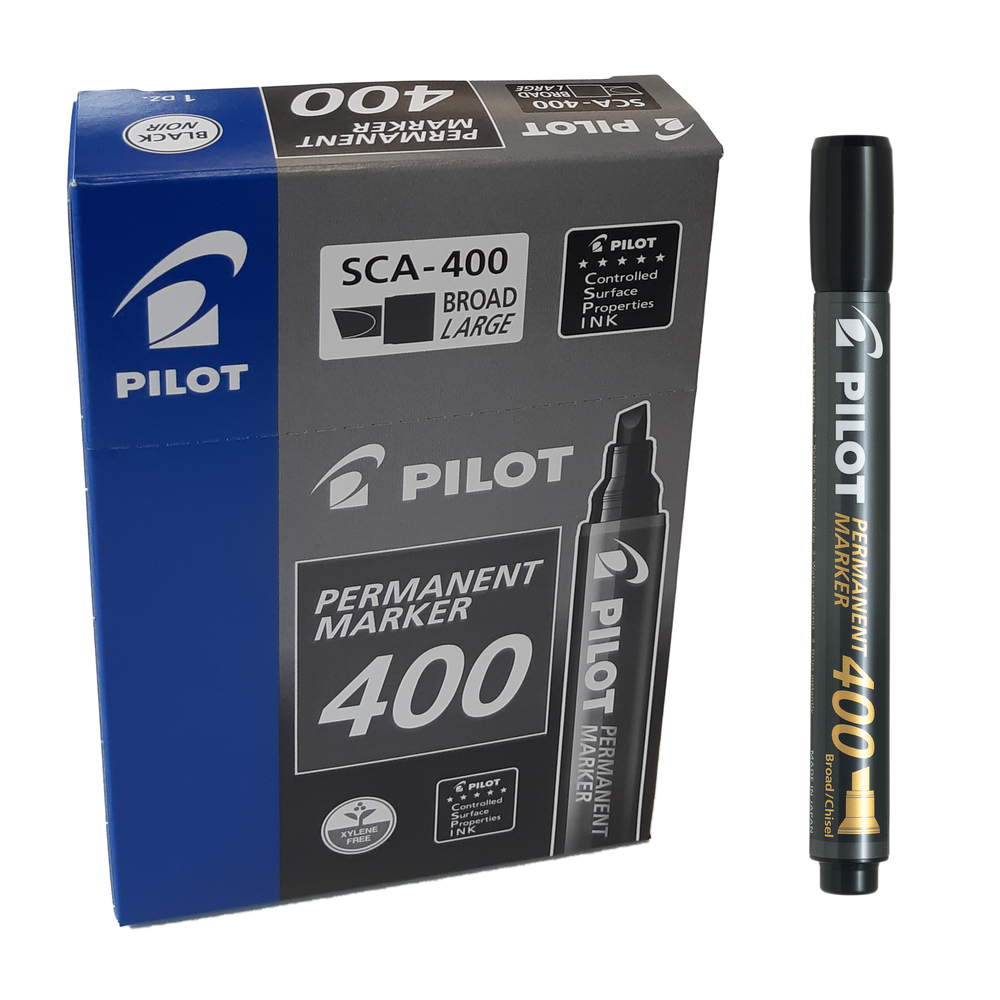 [4902505511219] Boite de 12 Marqueur Permanent PILOT 400 biseautée NOIR