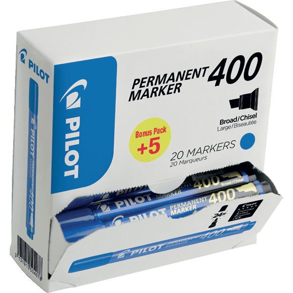 [4902505511233] Boite 12 Marqueur Permanent Pilot 400 Biseautée BLEU