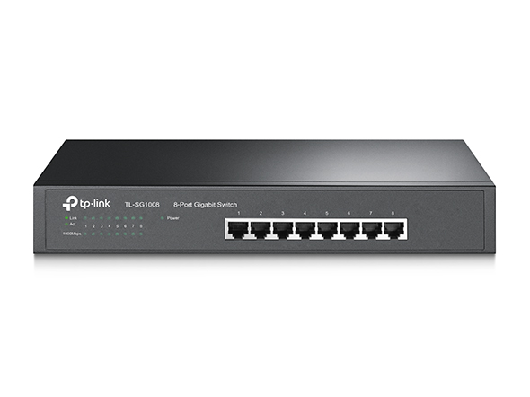 [TL-SG1008] Switch de bureau Tplink 8-port Gigabit, 8 10/100/1000M RJ45 ports, 1U 13-inch rack-mountable steel case
