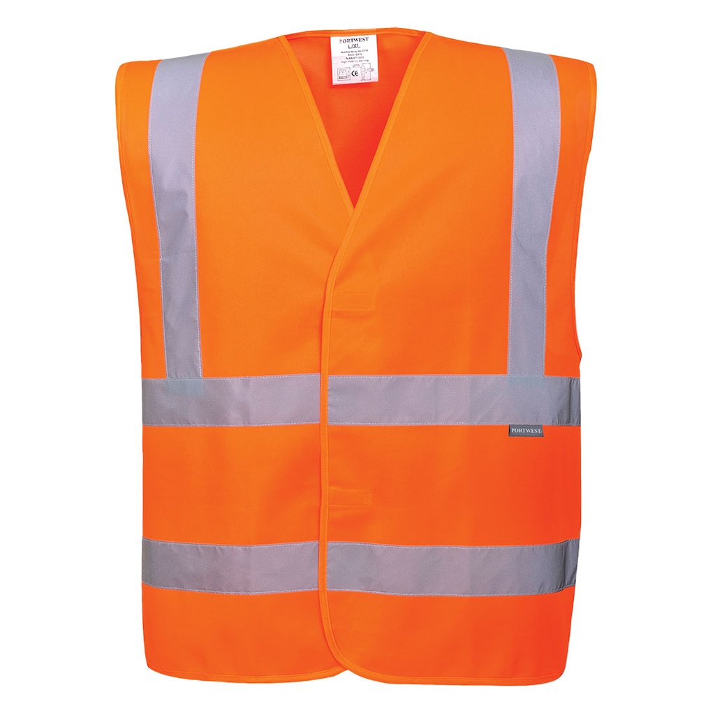 [C470-ORANGE] 
Gilet Double Bande Orange Baudrier et Double ceinture Orange- Portwest