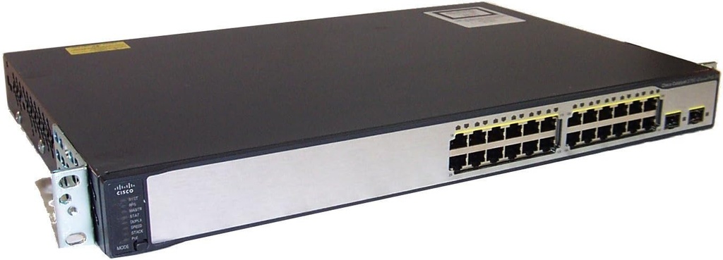 [C3750V2-24PS-S] Switch Réseau Cisco Niveau 3 Catalyst 3750v2 : 24 Ports 10/100 PoE+ 370W + 2 SFP, IP Base